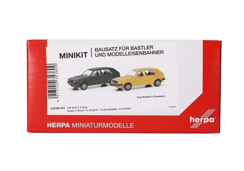 Herpa 012195-010 MiniKit VW Golf II 4-dørs, olivengrøn og solgul, H0