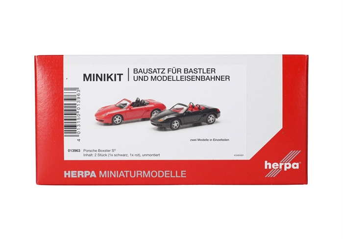 Herpa 013963 MiniKit Porsche Boxter S (2er sæt) rød og sort, H0