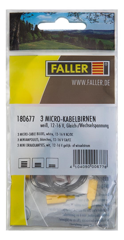 Faller 180677 3 mikrokabelpærer, hvide