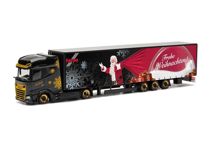 Herpa 316392 DAF XG+ 15 Meter Lowliner-trækker-trailer "Herpa Julemodel 2023", H0