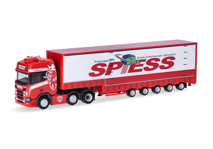 HERPA 317016 Scania CR 20 HD 6x2 volumen presenning sættevogn 5a "Spiess" (Baden-Württemberg/Ertingen)