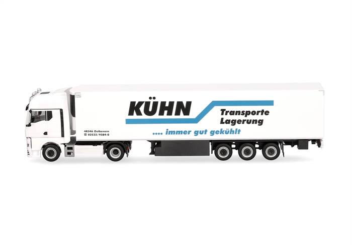 Herpa 318020 MAN TGX GX kølesættevogn "Kühn Kühltransporte" (Nordrhein-Westfalen/Ostbevern), H0