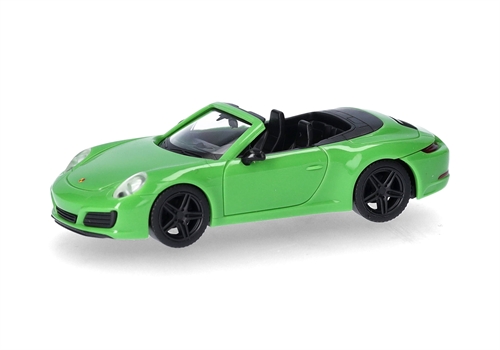 Herpa 420365 Porsche 911 (991) Carrera 2 Cabrio, Lizardgrøn, H0