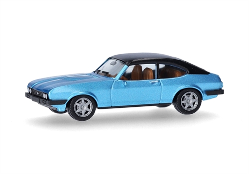 Herpa 430807-002 Ford Capri II med vinyltag, Miamiblåmetallic, H0