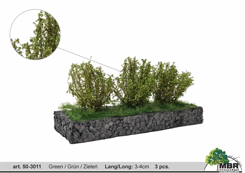 mbr 50-3011 Mellemstore buske, grønne, 3-4 cm høje