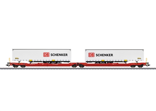 Märklin 47470 Dobbelt lommevogn med DC Schenker trailere, DB AG, ep VI