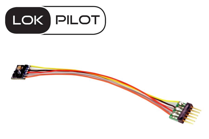 ESU 59826 ESU LokPilot 5 standard dekoder for DCC med ledning og 6 polet NEM stik og 4 forstærkede funktionsudgange