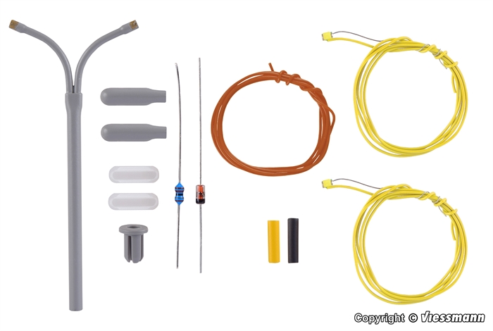 Viessmann 6623 Gadelampe, dobbelt, LED Byggesæt, Spor N