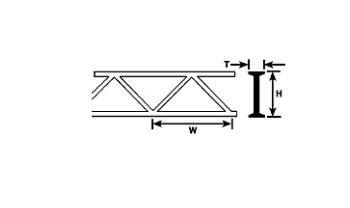 Plastruct 90654 Polystyren Warren Style 1 Open Web Truss, 9,5mm x 15,9mm x 4,4mm længde 15,2 cm, 2 stk