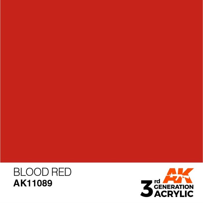 AK11089 Akryl maling, 17 ml, blod rød - standard