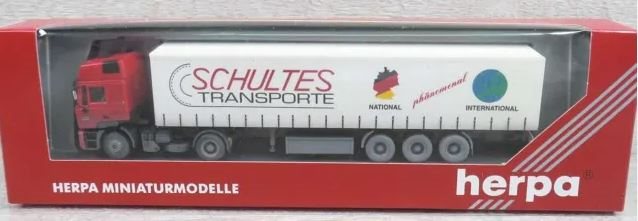 Herpa 188333 MAN F2 Lastbil med presenningstrailer, Schultes Transporte