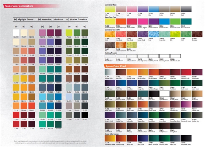 Vallejo CC266 Game Color & Xpress color CHART  