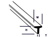 Plastruct 90565 Polystyren T profil, 4,8mm x 4,8mm x 0,8mm længde 60,9 cm, 5 stk