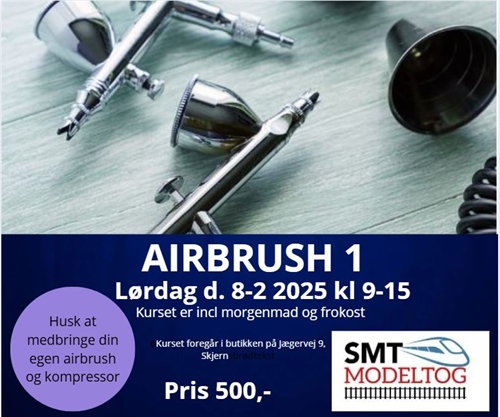 Airbrushkursus 1, Lørdag d. 8-2 kl 9-15