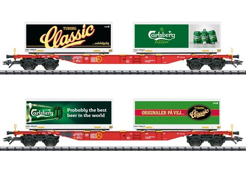 Trix 24509 Dobbelt containerbære vognsæt, Carlsberg og Tuborg, H0