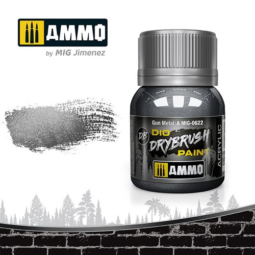 Ammo by MIG 0622 DRYBRUSH Gun Metal, 40 ml