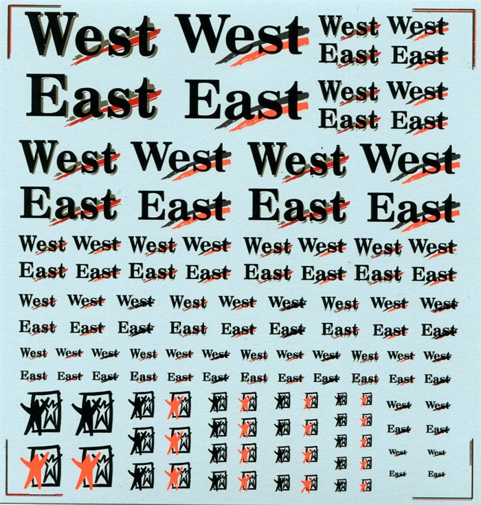 DMC Decals SP-030 West + East 1/24 - 1/32 - 1/43