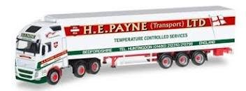 Herpa306164 Volvo FH 16 Globetrotter XL 6x2 Lastbil med køletrailer "H. E. Payne LTD"