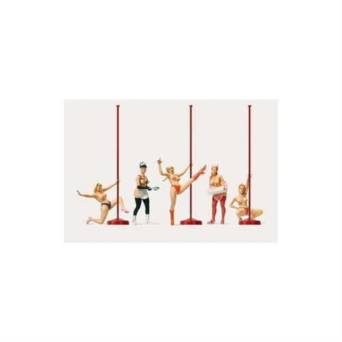Merten 2556 Poledansere, fem figurer med tilbehør, H0
