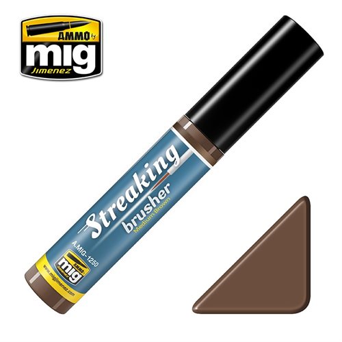 Ammo by MIG 1260 STREAKINGBRUSHER MEDIUM BROWN