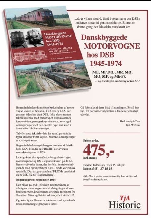 Tja Historic 6 Danskbyggede motorvogne hos DSB 1945-1974 KOMMENDE NYHED 2024